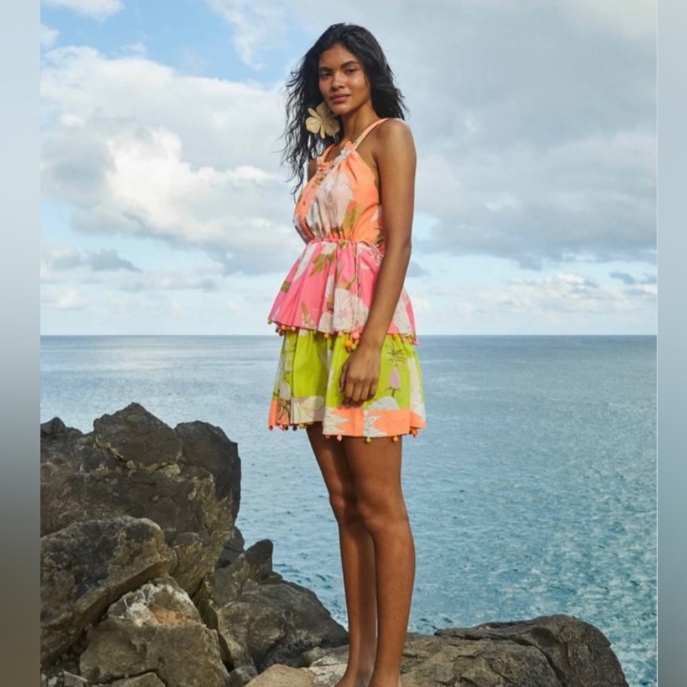 Mixed neon garden mini dress